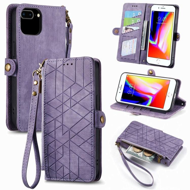 Geometric Zipper Wallet Side Buckle Leather Phone Case, For iPhone 11, For iPhone 11 Pro, For iPhone XR, For iPhone XS Max, For iPhone 7 Plus / 8 Plus, For iPhone 6 Plus / 6s Plus, For iPhone 6 / 6s
