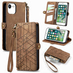 Geometric Zipper Wallet Side Buckle Leather Phone Case, For iPhone 11, For iPhone 11 Pro, For iPhone XR, For iPhone XS Max, For iPhone 7 Plus / 8 Plus, For iPhone 6 Plus / 6s Plus, For iPhone 6 / 6s