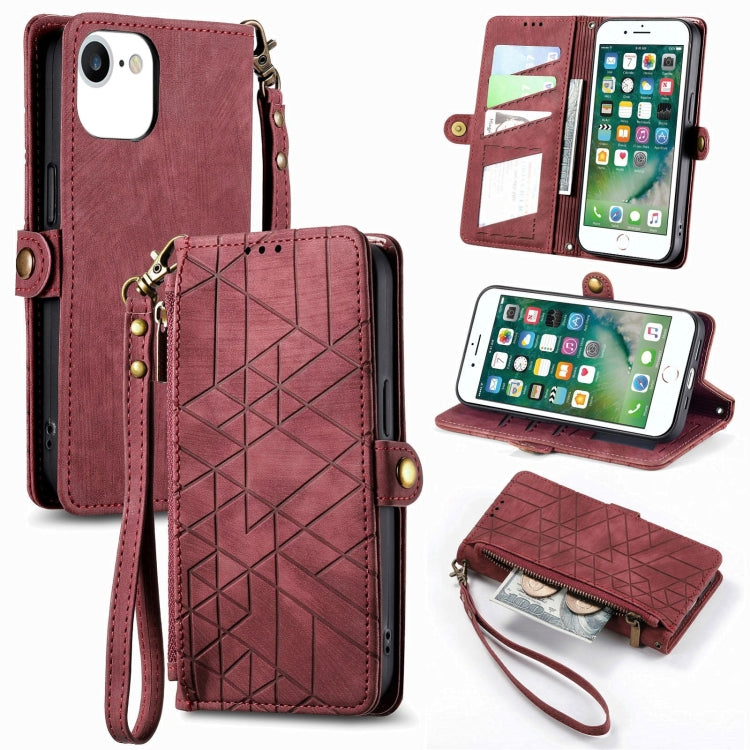 Geometric Zipper Wallet Side Buckle Leather Phone Case, For iPhone 11, For iPhone 11 Pro, For iPhone XR, For iPhone XS Max, For iPhone 7 Plus / 8 Plus, For iPhone 6 Plus / 6s Plus, For iPhone 6 / 6s