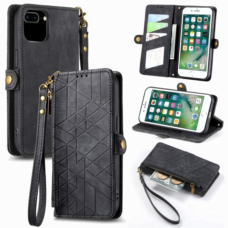 Geometric Zipper Wallet Side Buckle Leather Phone Case, For iPhone 11, For iPhone 11 Pro, For iPhone XR, For iPhone XS Max, For iPhone 7 Plus / 8 Plus, For iPhone 6 Plus / 6s Plus, For iPhone 6 / 6s