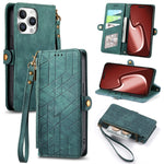 Geometric Zipper Wallet Side Buckle Leather Phone Case, For iPhone 17e / 16e, For iPhone 17 Pro Max, For iPhone 17 Pro, For iPhone 17, For iPhone Air, For iPhone 16 Pro Max, For iPhone 16 Pro, For iPhone 16 Plus