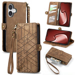 Geometric Zipper Wallet Side Buckle Leather Phone Case, For iPhone 17e / 16e, For iPhone 17 Pro Max, For iPhone 17 Pro, For iPhone 17, For iPhone Air, For iPhone 16 Pro Max, For iPhone 16 Pro, For iPhone 16 Plus