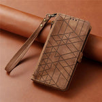 Geometric Zipper Wallet Side Buckle Leather Phone Case, For iPhone 17e / 16e, For iPhone 17 Pro Max, For iPhone 17 Pro, For iPhone 17, For iPhone Air, For iPhone 16 Pro Max, For iPhone 16 Pro, For iPhone 16 Plus
