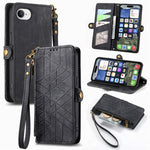 Geometric Zipper Wallet Side Buckle Leather Phone Case, For iPhone 17e / 16e, For iPhone 17 Pro Max, For iPhone 17 Pro, For iPhone 17, For iPhone Air, For iPhone 16 Pro Max, For iPhone 16 Pro, For iPhone 16 Plus