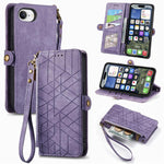 Geometric Zipper Wallet Side Buckle Leather Phone Case, For iPhone 17e / 16e, For iPhone 17 Pro Max, For iPhone 17 Pro, For iPhone 17, For iPhone Air, For iPhone 16 Pro Max, For iPhone 16 Pro, For iPhone 16 Plus