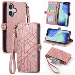 Geometric Zipper Wallet Side Buckle Leather Phone Case, For iPhone 17e / 16e, For iPhone 17 Pro Max, For iPhone 17 Pro, For iPhone 17, For iPhone Air, For iPhone 16 Pro Max, For iPhone 16 Pro, For iPhone 16 Plus