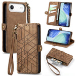 Geometric Zipper Wallet Side Buckle Leather Phone Case, For iPhone 17e / 16e, For iPhone 17 Pro Max, For iPhone 17 Pro, For iPhone 17, For iPhone Air, For iPhone 16 Pro Max, For iPhone 16 Pro, For iPhone 16 Plus