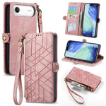 Geometric Zipper Wallet Side Buckle Leather Phone Case, For iPhone 17e / 16e, For iPhone 17 Pro Max, For iPhone 17 Pro, For iPhone 17, For iPhone Air, For iPhone 16 Pro Max, For iPhone 16 Pro, For iPhone 16 Plus