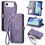 Geometric Zipper Wallet Side Buckle Leather Phone Case, For iPhone 17e / 16e, For iPhone 17 Pro Max, For iPhone 17 Pro, For iPhone 17, For iPhone Air, For iPhone 16 Pro Max, For iPhone 16 Pro, For iPhone 16 Plus