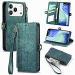 Geometric Zipper Wallet Side Buckle Leather Phone Case, For iPhone 17e / 16e, For iPhone 17 Pro Max, For iPhone 17 Pro, For iPhone 17, For iPhone Air, For iPhone 16 Pro Max, For iPhone 16 Pro, For iPhone 16 Plus