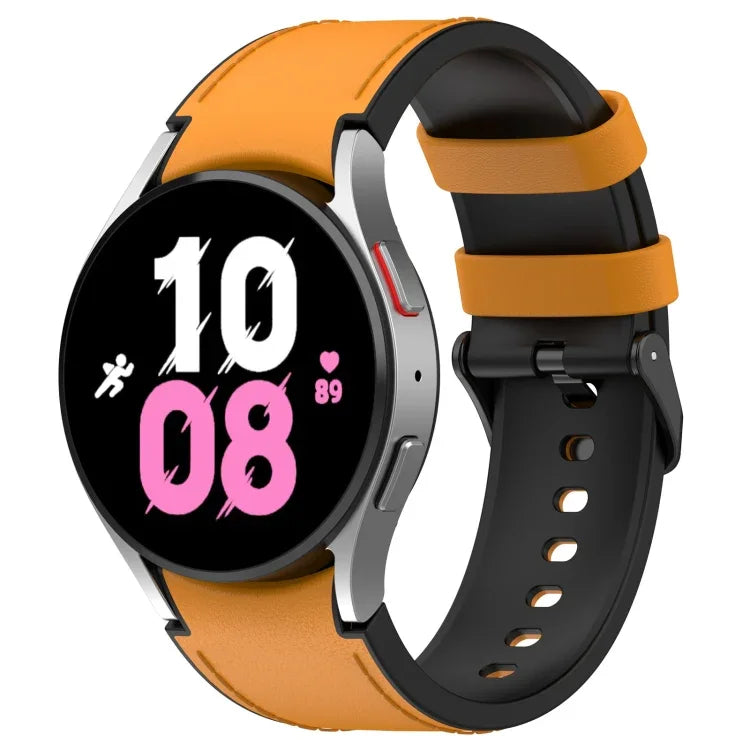 Silicone Leather Black Buckle Watch Band, Size:S, For Samsung Galaxy Watch 6 Classic, For Samsung Galaxy Watch 6