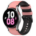 Silicone Leather Black Buckle Watch Band, Size:S, For Samsung Galaxy Watch 6 Classic, For Samsung Galaxy Watch 6