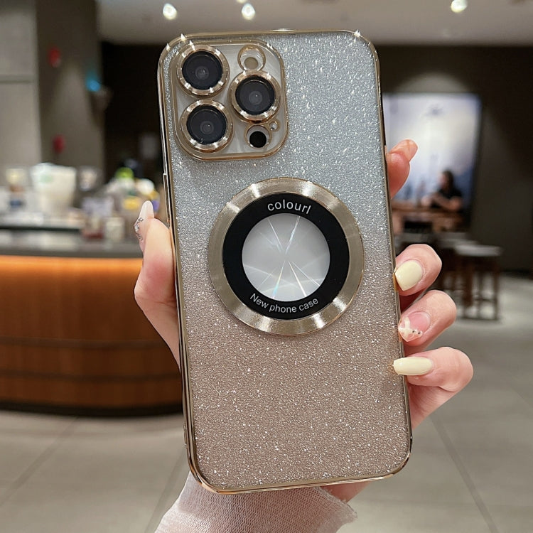 Gradient Glitter Electroplating MagSafe TPU Phone Case, For iPhone 16 Pro, For iPhone 16 Plus, For iPhone 15 Pro Max, For iPhone 15 Pro, For iPhone 15 Plus, For iPhone 15, For iPhone 14 Plus