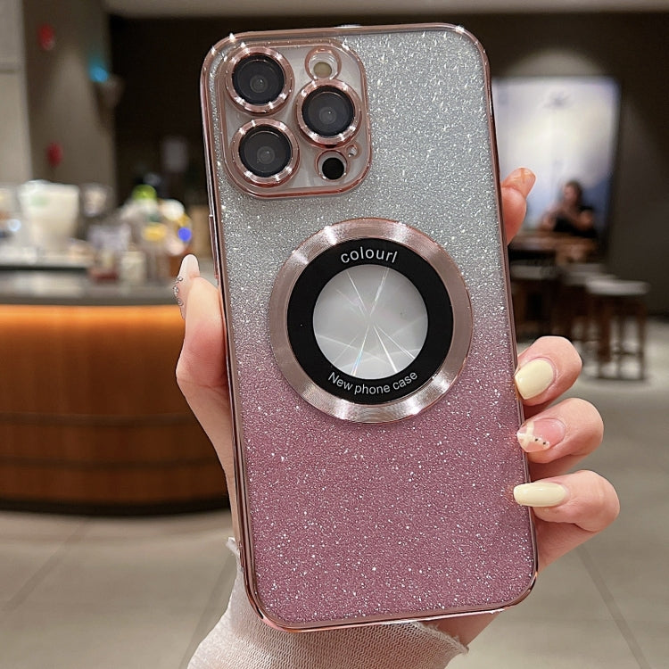 Gradient Glitter Electroplating MagSafe TPU Phone Case, For iPhone 16 Pro, For iPhone 16 Plus, For iPhone 15 Pro Max, For iPhone 15 Pro, For iPhone 15 Plus, For iPhone 15, For iPhone 14 Plus