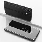 Plated Mirror Horizontal Flip Leather Phone Case with Holder, For iPhone 16 Pro, For iPhone 16 Plus, For iPhone 16, For iPhone 15 Pro Max, For iPhone 15 Pro, For iPhone 15 Plus