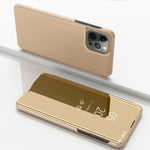 Plated Mirror Horizontal Flip Leather Phone Case with Holder, For iPhone 17e / 16e, For iPhone 17 Pro Max, For iPhone 17 Pro, For iPhone 17, For iPhone Air, For iPhone 16 Pro Max