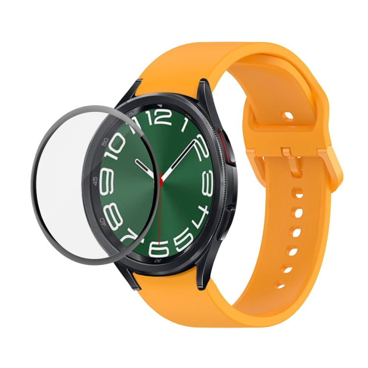 JUNSUNMAY Silicone Adjustable Strap + Full Coverage PMMA Screen Protector Kit, For Samsung Galaxy Watch6 Classic 43mm, For Samsung Galaxy Watch5 44mm, For Samsung Galaxy Watch5 Pro 45mm