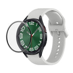 JUNSUNMAY Silicone Adjustable Strap + Full Coverage PMMA Screen Protector Kit, For Samsung Galaxy Watch6 Classic 43mm, For Samsung Galaxy Watch5 44mm, For Samsung Galaxy Watch5 Pro 45mm