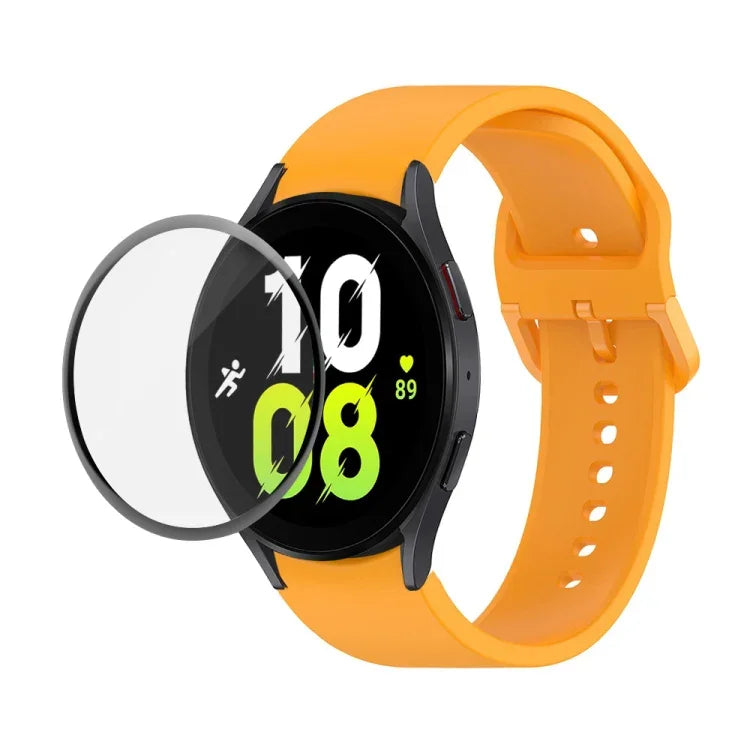 JUNSUNMAY Silicone Adjustable Strap + Full Coverage PMMA Screen Protector Kit, For Samsung Galaxy Watch5 40mm, For Samsung Galaxy Watch4 44mm, For Samsung Galaxy Watch4 40mm
