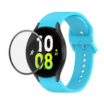 JUNSUNMAY Silicone Adjustable Strap + Full Coverage PMMA Screen Protector Kit, For Samsung Galaxy Watch6 Classic 43mm, For Samsung Galaxy Watch5 44mm, For Samsung Galaxy Watch5 Pro 45mm