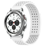 breathable silicone watch band for Galaxy Watch in white, featuring a 3D dots design and compatible with Samsung Galaxy Watch models.