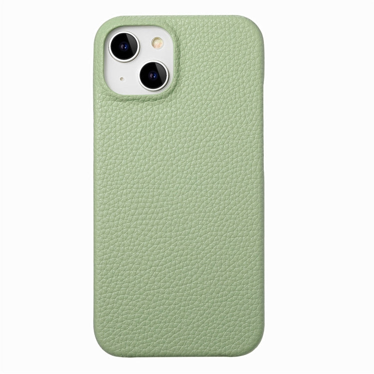 Litchi Oil Edge Leather Back Phone Case, For iPhone 15