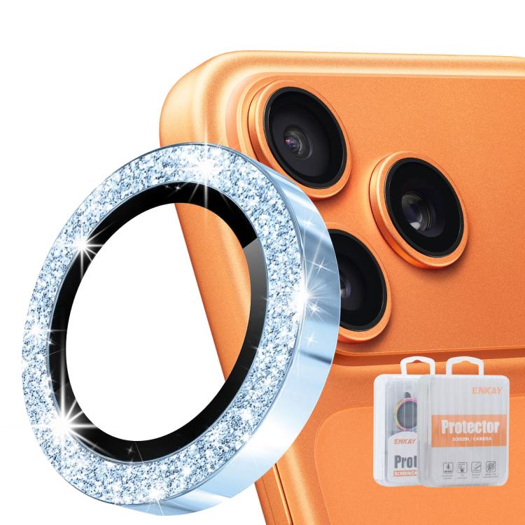 ENKAY Hat-Prince Glitter Rear Lens Aluminium Alloy Tempered Glass Film, For iPhone 17 Pro / 17 Pro Max, For iPhone 17, For iPhone Air, For iPhone 15 Pro / 15 Pro Max, For iPhone 15 / 15 Plus