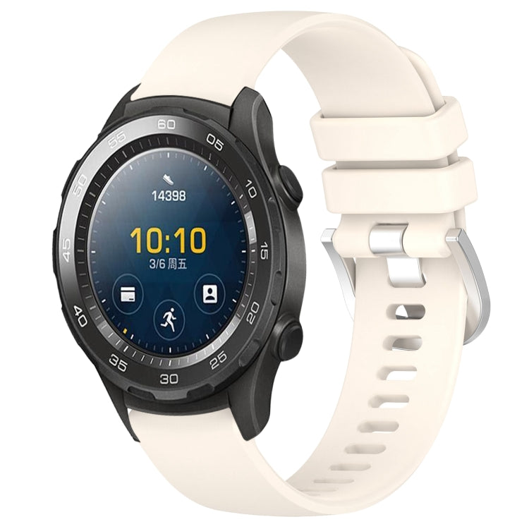 Liquid Glossy Silver Buckle Silicone Watch Band, For Huawei Watch GT2 42mm 20mm, For Huawei Watch 2 20mm