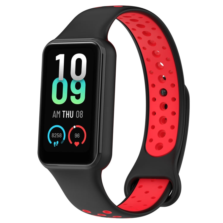 For Xiaomi Smart Band 8 Active Dual Color Breathable Sports Silicone Watch Band, Cyan White, Blue White, Red White, Black White, Black Green, Black Blue, Black Gary, Black Red