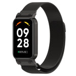 For Xiaomi Mi Band 8 Active Milan Magnetic Metal Steel Mesh Watch Band + Watch Frame, Silver, Black, Gold, Rose Gold, Dark Blue