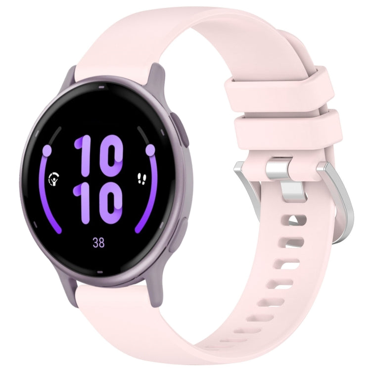 Liquid Glossy Silver Buckle Silicone Watch Band, For Garmin Active5, For Garmin VivoMove Trend, For Garmin Venu SQ2, For Garmin Venu / Venu SQ