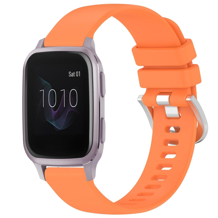 Liquid Glossy Silver Buckle Silicone Watch Band, For Garmin Active5, For Garmin VivoMove Trend, For Garmin Venu SQ2, For Garmin Venu / Venu SQ