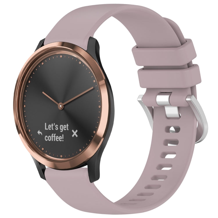 Liquid Glossy Silver Buckle Silicone Watch Band, For Garmin Forerunner245 / 245 Music, For Garmin VivoMove Style / Vivomove, For Garmin Vivomove HR Sport, For Garmin Vivoactive 5