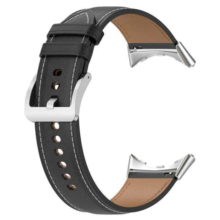 Top Layer Leather Embossed Sewing Watch Band, For Google Pixel Watch 4 / 3 / 2 / 1 41mm