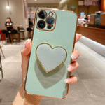 Electroplating Love Heart Holder TPU Phone Case, For iPhone 14 Pro Max, For iPhone SE 2022 / 2020 / 7 / 8, For iPhone 13 Pro Max, For iPhone 13 Pro, For iPhone 13, For iPhone 13 mini, For iPhone 12, For iPhone 12 Pro Max