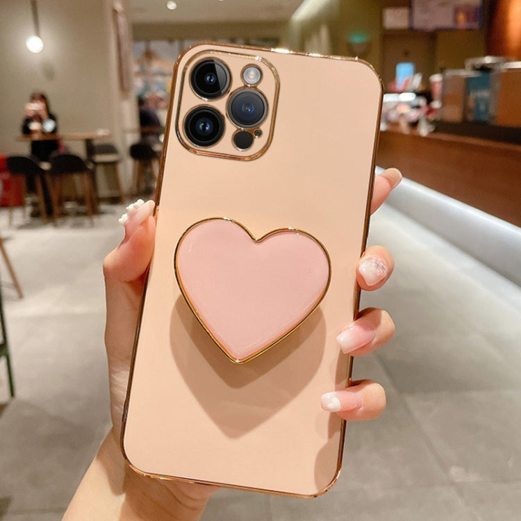 Electroplating Love Heart Holder TPU Phone Case, For iPhone 14 Pro Max, For iPhone SE 2022 / 2020 / 7 / 8, For iPhone 13 Pro Max, For iPhone 13 Pro, For iPhone 13, For iPhone 13 mini, For iPhone 12, For iPhone 12 Pro Max
