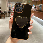 Electroplating Love Heart Holder TPU Phone Case, For iPhone 14 Pro Max, For iPhone SE 2022 / 2020 / 7 / 8, For iPhone 13 Pro Max, For iPhone 13 Pro, For iPhone 13, For iPhone 13 mini, For iPhone 12, For iPhone 12 Pro Max