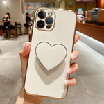 Electroplating Love Heart Holder TPU Phone Case, For iPhone 14 Pro Max, For iPhone SE 2022 / 2020 / 7 / 8, For iPhone 13 Pro Max, For iPhone 13 Pro, For iPhone 13, For iPhone 13 mini, For iPhone 12, For iPhone 12 Pro Max
