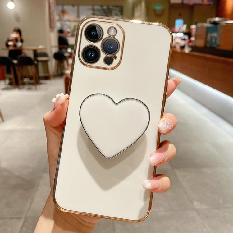 Electroplating Love Heart Holder TPU Phone Case, For iPhone 14 Pro Max, For iPhone SE 2022 / 2020 / 7 / 8, For iPhone 13 Pro Max, For iPhone 13 Pro, For iPhone 13, For iPhone 13 mini, For iPhone 12, For iPhone 12 Pro Max