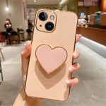 Electroplating Love Heart Holder TPU Phone Case, For iPhone 14 Pro Max, For iPhone SE 2022 / 2020 / 7 / 8, For iPhone 13 Pro Max, For iPhone 13 Pro, For iPhone 13, For iPhone 13 mini, For iPhone 12, For iPhone 12 Pro Max