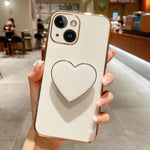 Electroplating Love Heart Holder TPU Phone Case, For iPhone 14 Pro Max, For iPhone SE 2022 / 2020 / 7 / 8, For iPhone 13 Pro Max, For iPhone 13 Pro, For iPhone 13, For iPhone 13 mini, For iPhone 12, For iPhone 12 Pro Max