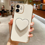 Electroplating Love Heart Holder TPU Phone Case, For iPhone 14 Pro Max, For iPhone SE 2022 / 2020 / 7 / 8, For iPhone 13 Pro Max, For iPhone 13 Pro, For iPhone 13, For iPhone 13 mini, For iPhone 12, For iPhone 12 Pro Max
