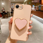 Electroplating Love Heart Holder TPU Phone Case, For iPhone 14 Pro Max, For iPhone SE 2022 / 2020 / 7 / 8, For iPhone 13 Pro Max, For iPhone 13 Pro, For iPhone 13, For iPhone 13 mini, For iPhone 12, For iPhone 12 Pro Max