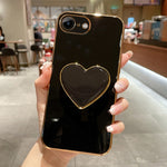 Electroplating Love Heart Holder TPU Phone Case, For iPhone 14 Pro Max, For iPhone SE 2022 / 2020 / 7 / 8, For iPhone 13 Pro Max, For iPhone 13 Pro, For iPhone 13, For iPhone 13 mini, For iPhone 12, For iPhone 12 Pro Max