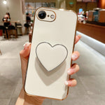 Electroplating Love Heart Holder TPU Phone Case, For iPhone 14 Pro Max, For iPhone SE 2022 / 2020 / 7 / 8, For iPhone 13 Pro Max, For iPhone 13 Pro, For iPhone 13, For iPhone 13 mini, For iPhone 12, For iPhone 12 Pro Max