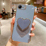 Electroplating Love Heart Holder TPU Phone Case, For iPhone 14 Pro Max, For iPhone SE 2022 / 2020 / 7 / 8, For iPhone 13 Pro Max, For iPhone 13 Pro, For iPhone 13, For iPhone 13 mini, For iPhone 12, For iPhone 12 Pro Max