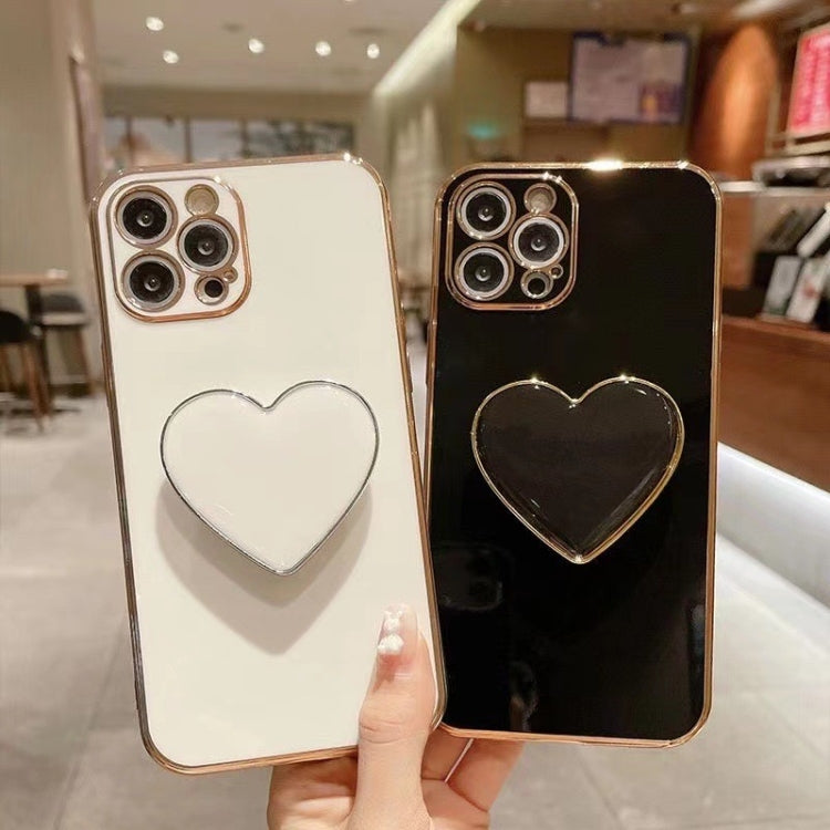 Electroplating Love Heart Holder TPU Phone Case, For iPhone 14 Pro Max, For iPhone SE 2022 / 2020 / 7 / 8, For iPhone 13 Pro Max, For iPhone 13 Pro, For iPhone 13, For iPhone 13 mini, For iPhone 12, For iPhone 12 Pro Max