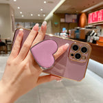 Electroplating Love Heart Holder TPU Phone Case, For iPhone 14 Pro Max, For iPhone SE 2022 / 2020 / 7 / 8, For iPhone 13 Pro Max, For iPhone 13 Pro, For iPhone 13, For iPhone 13 mini, For iPhone 12, For iPhone 12 Pro Max