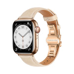 Plain Leather Butterfly Buckle Watch Band, For Apple Watch SE 2023 44mm, For Apple Watch SE 2023 40mm, For Apple Watch Ultra 2 49mm, For Apple Watch Series 9 45mm