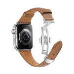Plain Leather Butterfly Buckle Watch Band, For Apple Watch Series 9 41mm, For Apple Watch Ultra 49mm, For Apple Watch Series 8 41mm, For Apple Watch Series 8 45mm